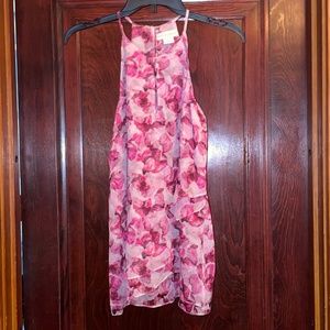 Cynthia Rowley Pink Floral Tunic Blouse 100% Silk Size S